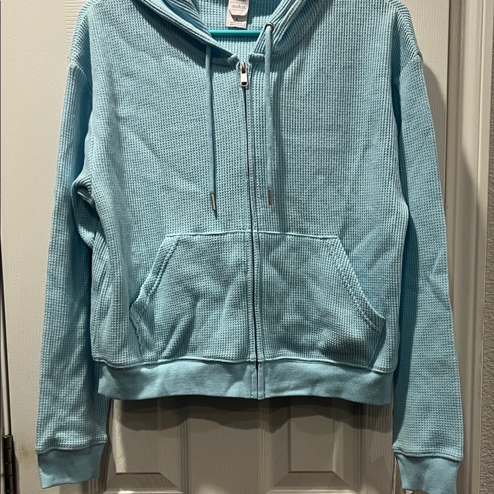 Auden Sky Blue Textured Knit Hoodie